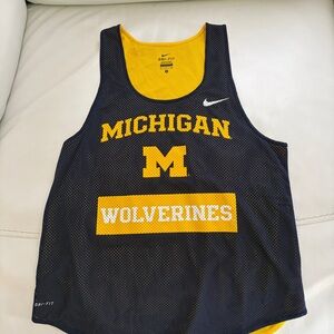 Nike Navy and Yellow Michigan Tank Top Jersey
